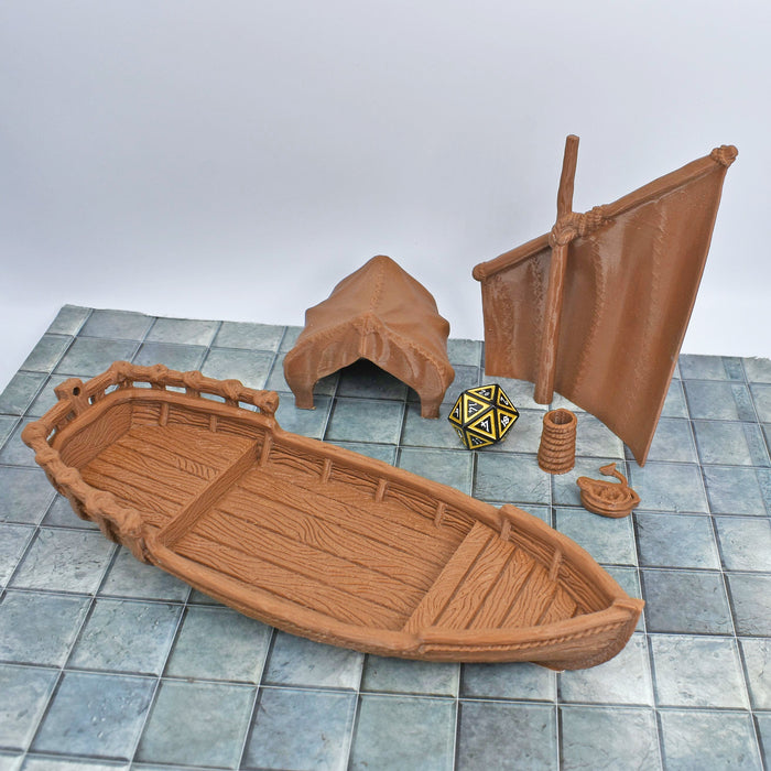 Tabletop wargaming terrain Skiff Boat for dnd accessories-Scatter Terrain-EC3D- GriffonCo Shoppe