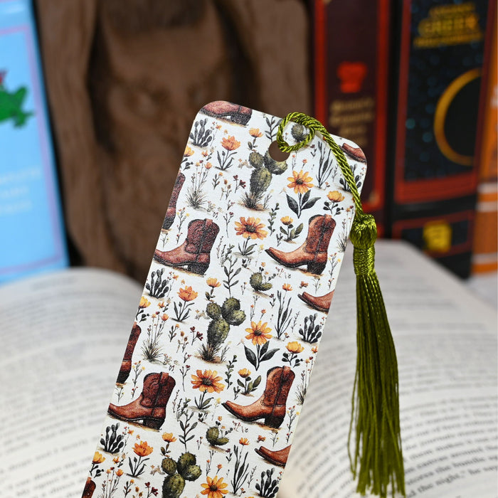 Western Boots Cactus Bookmark