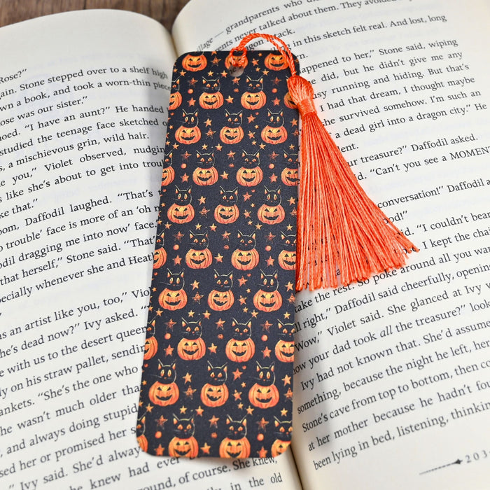 Pumpkin Black Cat Bookmark