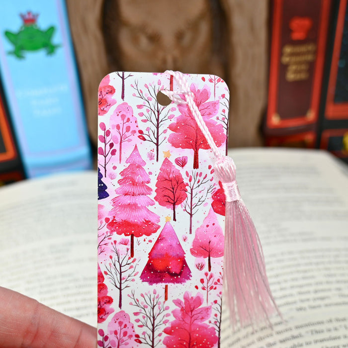 Watercolor Pink Trees Bookmark
