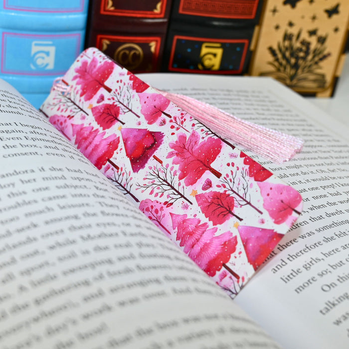 Watercolor Pink Trees Bookmark