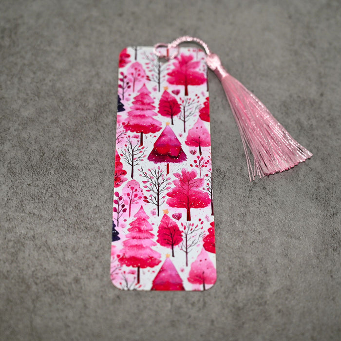 Watercolor Pink Trees Bookmark