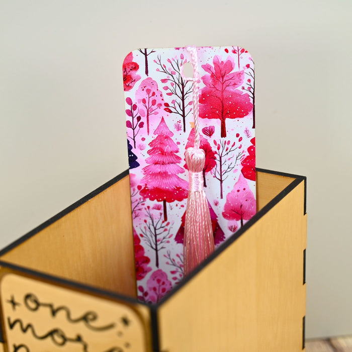 Watercolor Pink Trees Bookmark