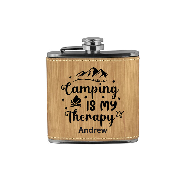 Camping is my Therapy Flask