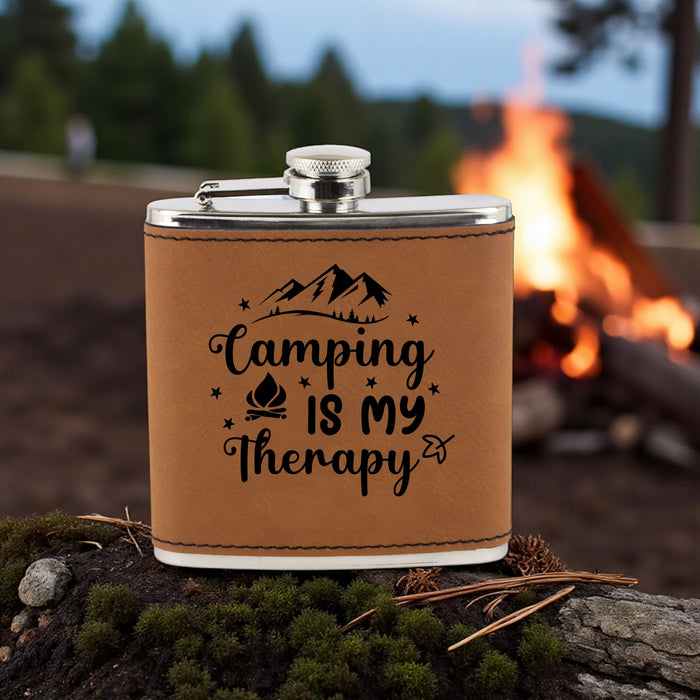Camping is my Therapy Flask