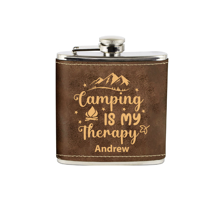 Camping is my Therapy Flask