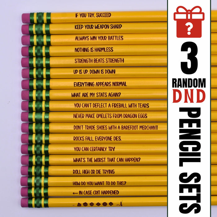 Mystery 3 Random DnD Pencil Sets Player Gift or Funny Party Favor ...