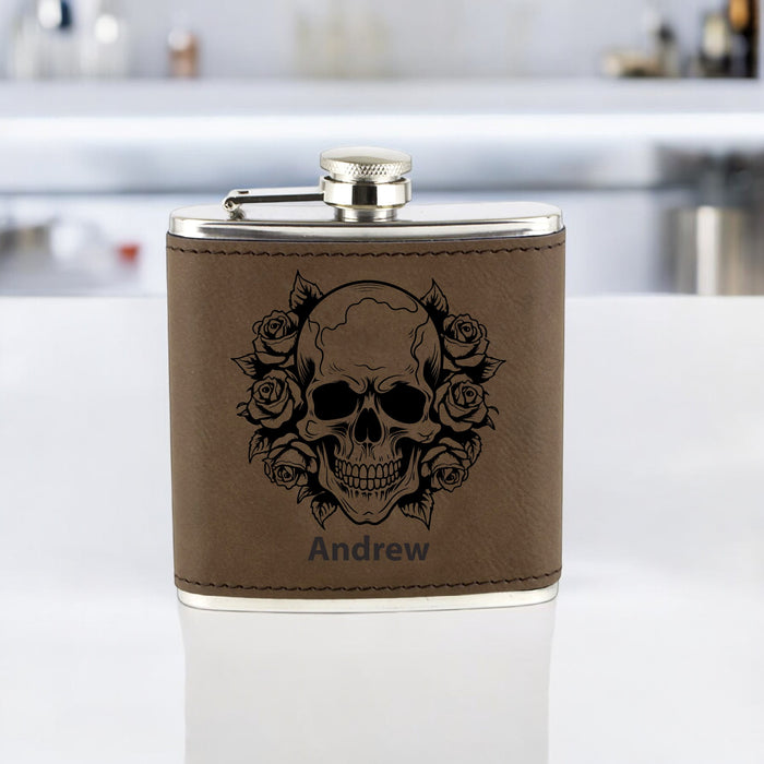 Rose Skull Flask