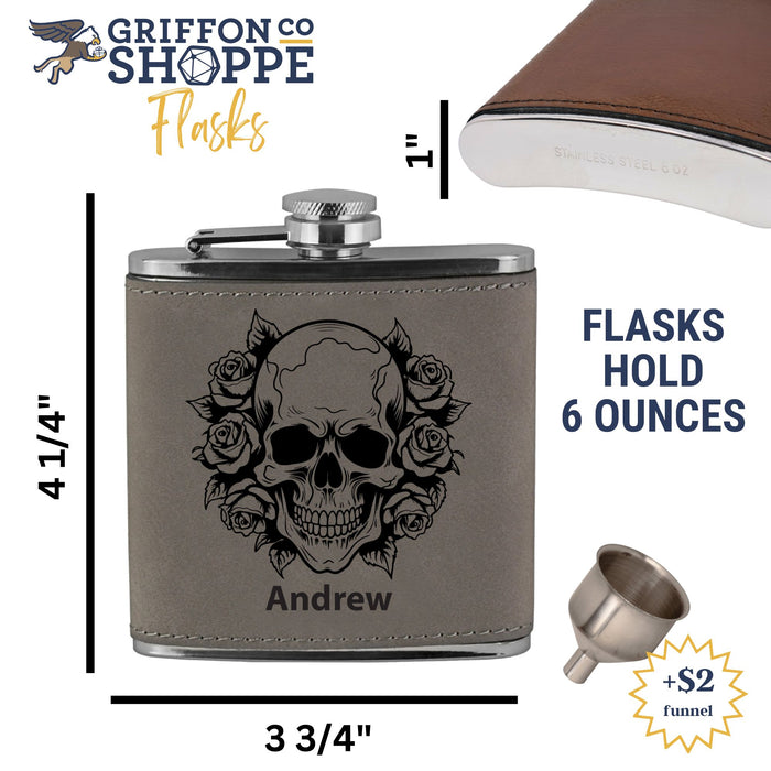 Rose Skull Flask