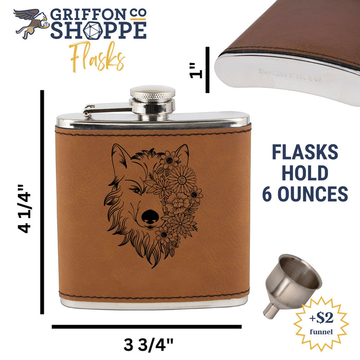 Wolf Flower Mandala Flask
