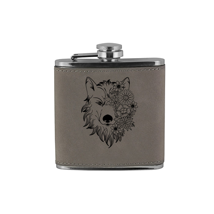 Wolf Flower Mandala Flask
